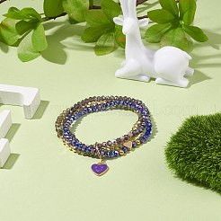 Round Glass Evil Eye Triple Layer Multi-strand Bracelet&nbsp;BJEW-JB08229-05