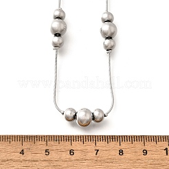 304 Stainless Steel Round Beads Link Chain Necklaces for Women&nbsp;NJEW-U031-11P