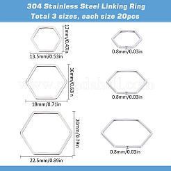 60Pcs 3 Sizes 304 Stainless Steel Linking Ring&nbsp;STAS-SC0007-47