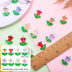 48Pcs 8 Colors Glass Pendants&nbsp;PALLOY-SZ00035