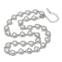 304 Stainless Steel Full Crystal Rhinestone Heart Link Chain Necklaces for Women&nbsp;SA-CBABBEA-01