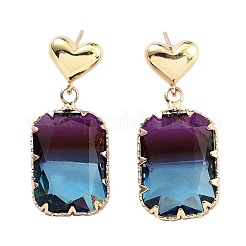 Heart & Rectangle Light Gold Brass Stud Earrings&nbsp;EJEW-Q800-46KCG