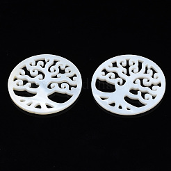 Natural Freshwater Shell Filigree Joiners&nbsp;SHEL-N027-15