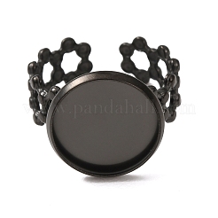 Hollow Flower 304 Stainless Steel Cuff Ring Components&nbsp;STAS-P454-03D-B