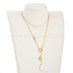 Natural Baroque Pearl Keshi Pearl Lariat Necklaces&nbsp;NJEW-JN03042-01