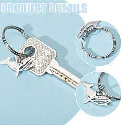 9Pcs Ocean Theme 304 Stainless Steel Keychains&nbsp;KEYC-FH00071