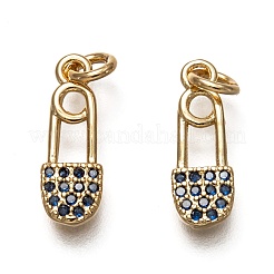 Brass Micro Pave Royal Blue Cubic Zirconia Charms&nbsp;ZIRC-C020-09G