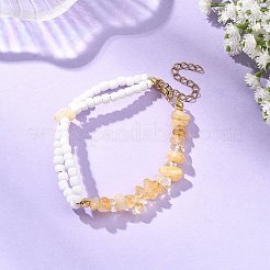 Heated Natural Citrine Chip Beads & Glass Seed Beads Beaded Bracelets for Women&nbsp;BJEW-JB14137-03