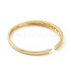 Colorful Cubic Zirconia Flower Hinged Bangle&nbsp;BJEW-F448-01G