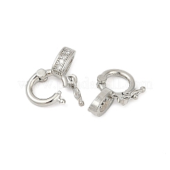 Brass Micro Pave Clear Cubic Zirconia Twister Clasps&nbsp;KK-H202-18P