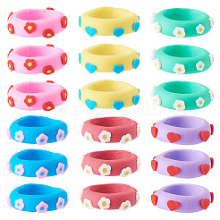 24Pcs 6 Colors Handmade Polymer Clay Finger Rings&nbsp;CLAY-TA0002-12