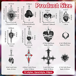 24Pcs 12 Styles Gothic Alloy Black Enamel Chandelier Component Links&nbsp;FIND-OC0014-13
