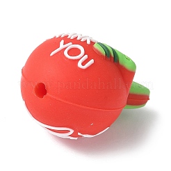 Cartoon Double Sided Apple with Word Thank you Silicone Beads&nbsp;SIL-V001-09A