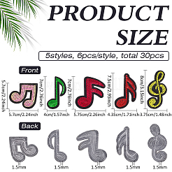 30Pcs 5 Styles Polyester Clothing Patches&nbsp;PATC-FG0003-82