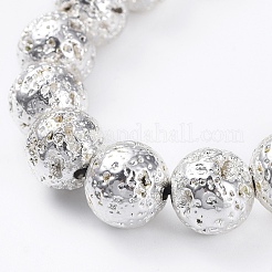 Electroplated Natural Lava Rock Beads Stretch Bracelets&nbsp;BJEW-G623-01S-10mm