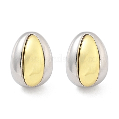 Brass Two Tone Stud Earrings for Women&nbsp;EJEW-U057-04G-B