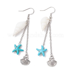 Shell Shape with Starfish Dangle Earrings&nbsp;EJEW-TA00640