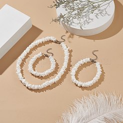 Natural Shell Fragment Irregular Beaded Bracelet & Necklace & Anklet&nbsp;SJEW-JS01264