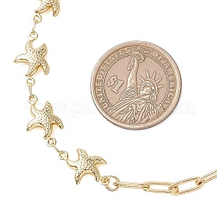 Ocean 304 Stainless Steel Starfish Link Chain and Brass Paperclip Chain Necklaces for Women&nbsp;NJEW-JN05927