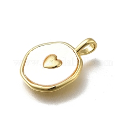 Brass Pave Natural Shell Pendants&nbsp;KK-C090-47G