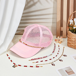 5Pcs 5 Styles Rugby Theme Alloy Enamel & Acrylic & Handmade Polymer Clay & 304 Stainless Steel Hat Chains&nbsp;HJEW-PH02344
