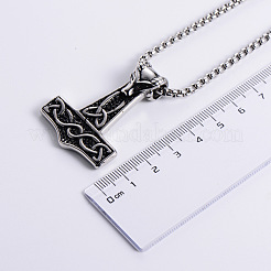 304 Stainless Steel Gothic Hammer Pendant Necklaces for Men&nbsp;SG5429