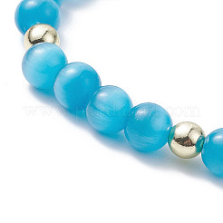 Cat Eye Round Beaded Stretch Bracelet&nbsp;BJEW-JB09329