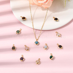 12Pcs 12 Styles Round Natural Mixed Gemstone Charms&nbsp;PALLOY-SW00151