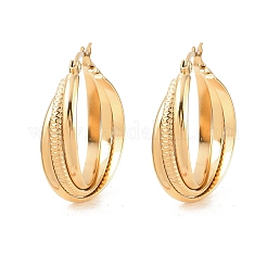 304 Stainless Steel Triple Twist Ring Stud Earrings&nbsp;EJEW-P324-08G