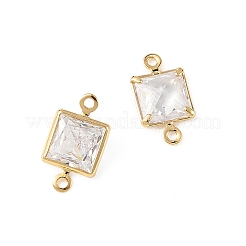 SHEGRACE Brass Pave Clear Cubic Zirconia Square Connector Charms&nbsp;XGRQ2O493-447G