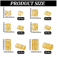 150Pcs 6 Styles Iron Dreadlocks Beads Hair Decoration&nbsp;OHAR-PA0001-06G