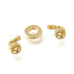 Ring Brass Micro Pave Cubic Zirconia Fold Over Clasps&nbsp;KK-V008-21G