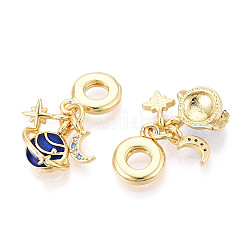Brass Micro Pave Cubic Zirconia European Dangle Charms&nbsp;KK-N271-13G