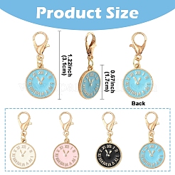 12Pcs 4 Style Alloy Enamel Clock Pendant Decorations&nbsp;HJEW-YW00259