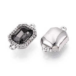 Brass Micro Pave Clear Cubic Zirconia and Glass Connector Charms&nbsp;KK-N287-28P
