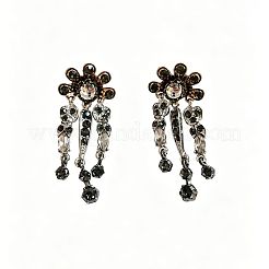 Alloy & Jet Rhinestone Stud Dangle Earrings&nbsp;WG63AC8-01