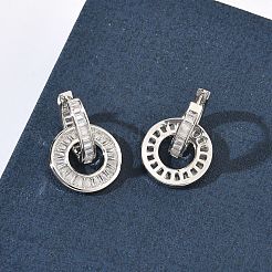 Brass Micro Pave Clear Cubic Zirconia Hoop Earrings&nbsp;EJEW-C181-09P