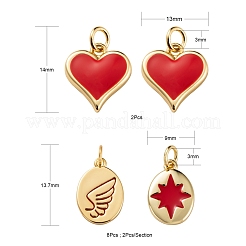 10Pcs 5 Style Real 18K Gold Plated Brass with Jump Rings Enamel Charms&nbsp;KK-LS0001-36