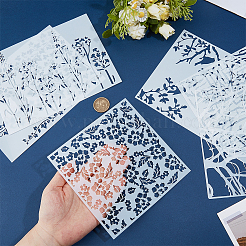 6Pcs 6 Styles Plants Theme PET Plastic Hollow Out Drawing Painting Stencils Templates&nbsp;DIY-GF0012-66