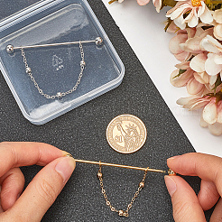 2Pcs 2 Colors Brass Hanging Chain Brooches&nbsp;FIND-GF0006-86
