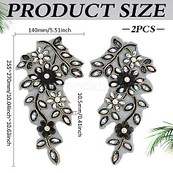 2Pcs 2 Styles Flower Polyester & Glass & Plastic Pearl Embroidery Sew on Ornament Accessories&nbsp;PATC-MA0001-46