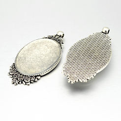 Tibetan Style Alloy Pendant Cabochon Settings&nbsp;DIY-X0228-AS