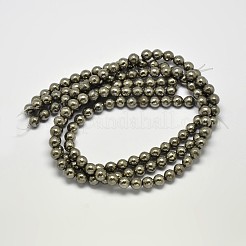 Natural Pyrite Round Beads Strands&nbsp;G-F197-07-10mm