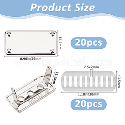 20Pcs Zinc Alloy Rectangle Bag Decorative Clasps&nbsp;PURS-FH0001-14P