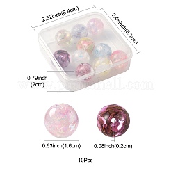 10Pcs 10 Colors Transparent Resin with Paillette Beads&nbsp;RESI-FS0002-25
