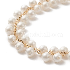 Shell Pearl Round Beaded Charm Bracelet&nbsp;BJEW-TA00219