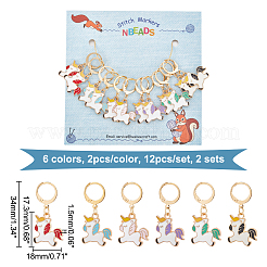 Alloy Enamel Unicorn Pendant Locking Stitch Markers&nbsp;HJEW-AB00051