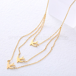 Free Bird Three-Layer Necklace Simple Minimalist Cool Style Collar Chain Jewelry&nbsp;LH7241
