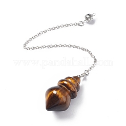 Natural Tiger Eye Pointed Dowsing Pendulums&nbsp;AJEW-B020-04P-02