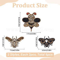 6Pcs 3 Styles Rhinestone Applqiues&nbsp;PATC-MA0001-13